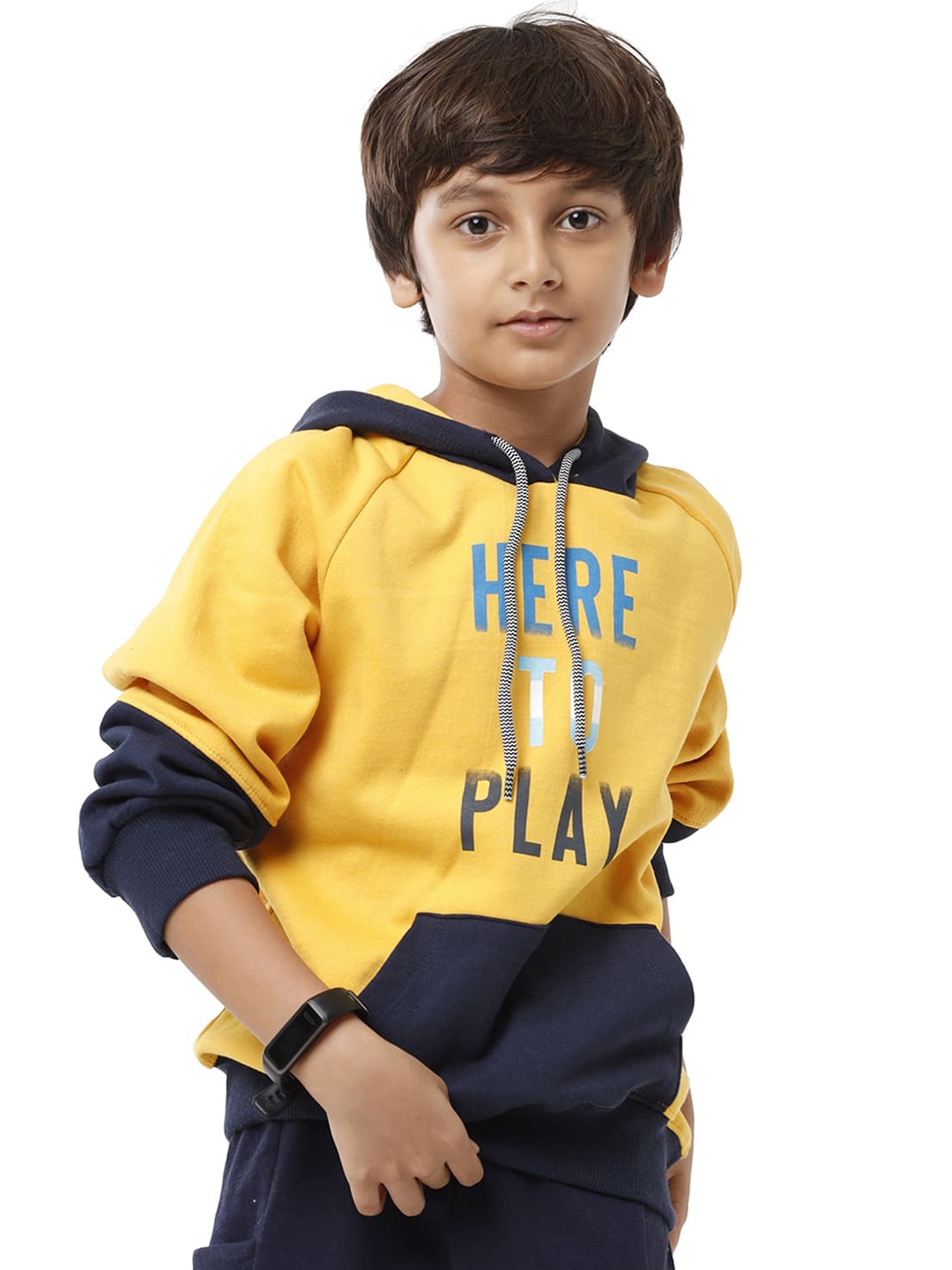 

UNDER FOURTEEN ONLY Boys Printed Hooded Sweatshirt, Yellow