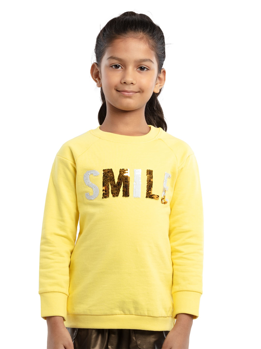 

UNDER FOURTEEN ONLY Girls Embellished Sweatshirt, Yellow