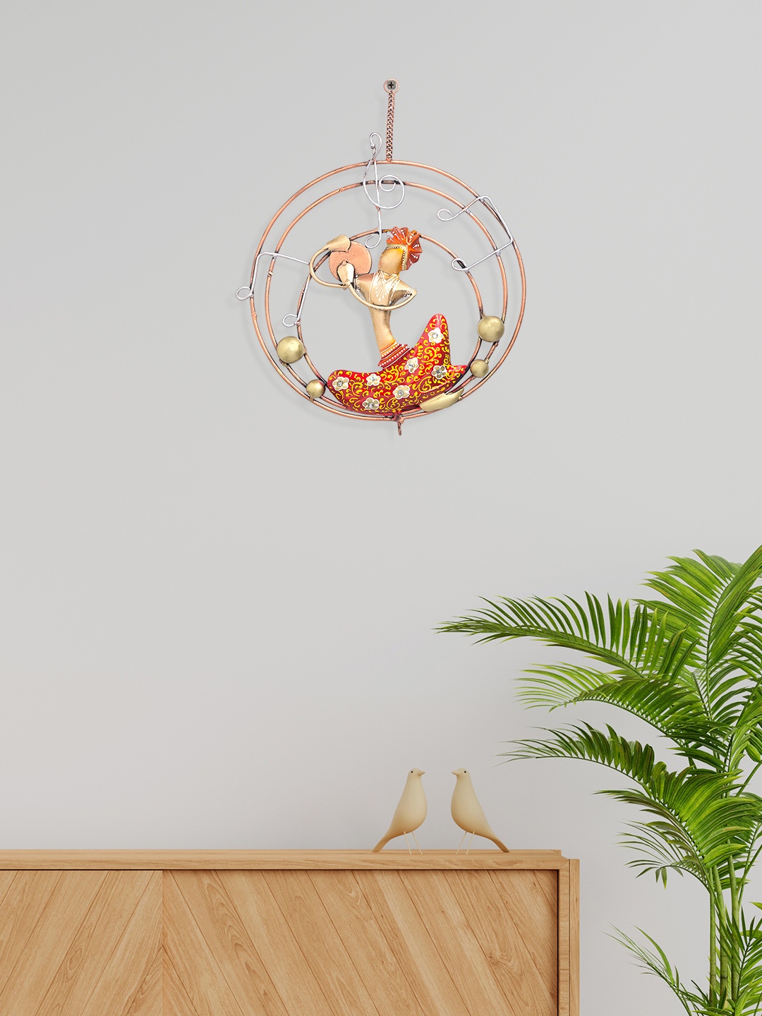 

Golden Peacock Musicians Hanging Wall Decor, Orange