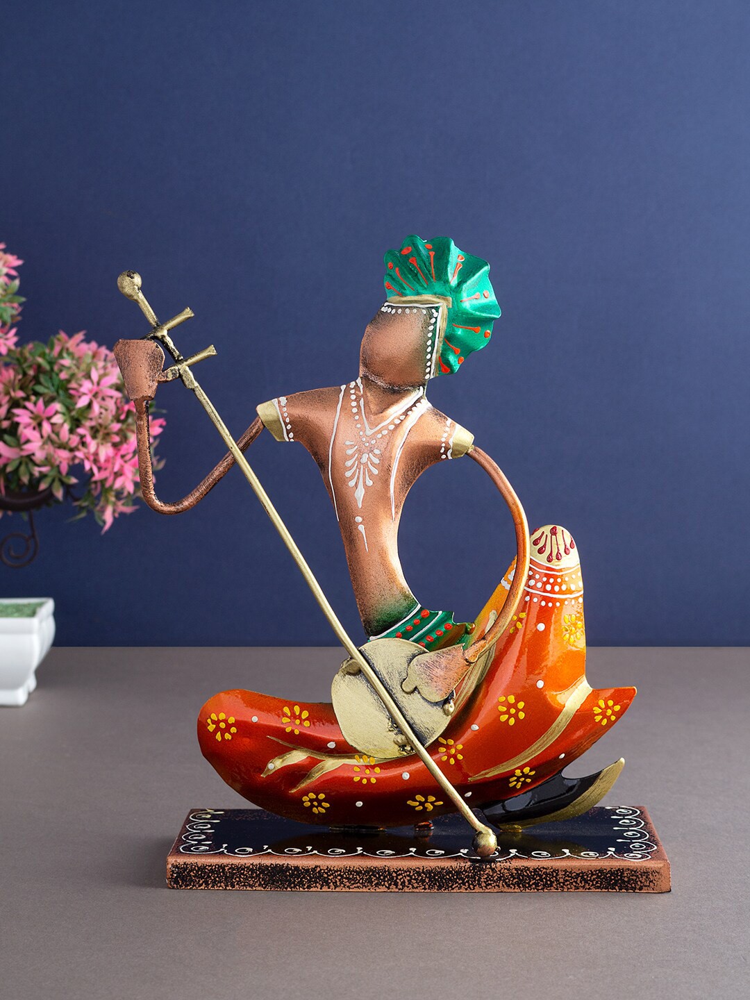 

Golden Peacock Musician Decorative Showpiece, Mustard