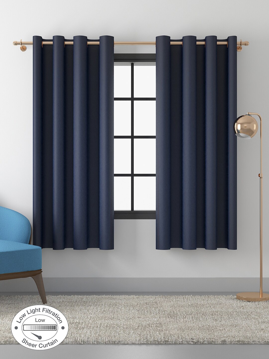 

HomeTown Blue Set of 2 Sheer Door Curtain