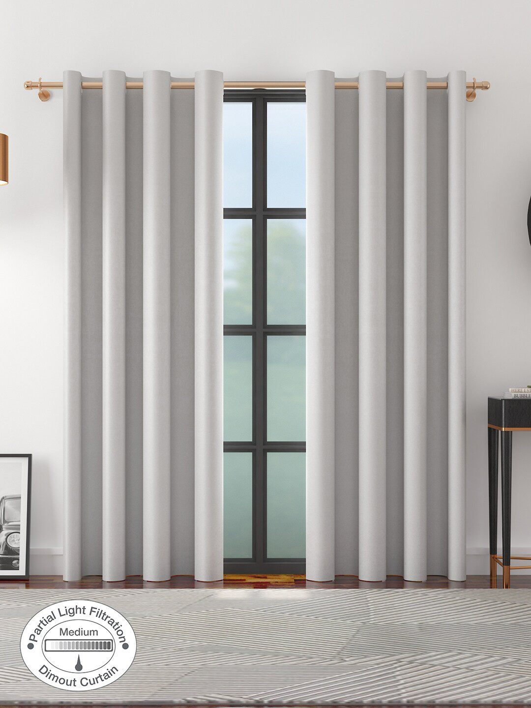 

HomeTown Off White Set of 2 Room Darkening Long Door Curtain