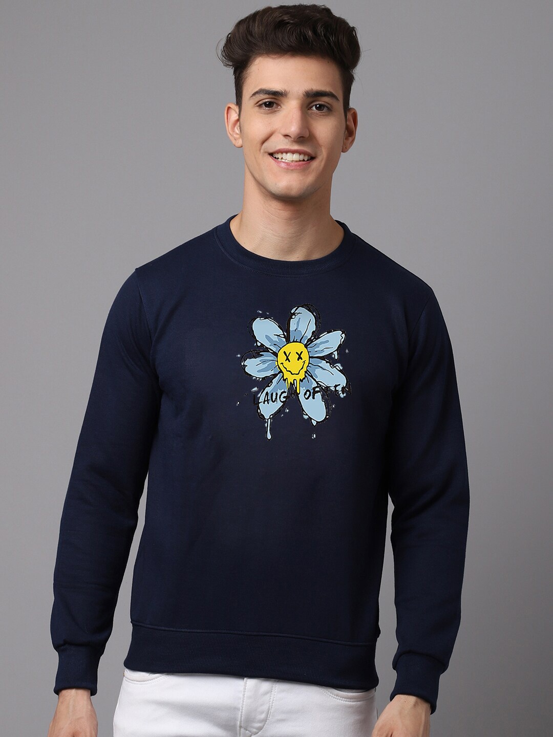

Obaan Men Printed Sweatshirt, Navy blue