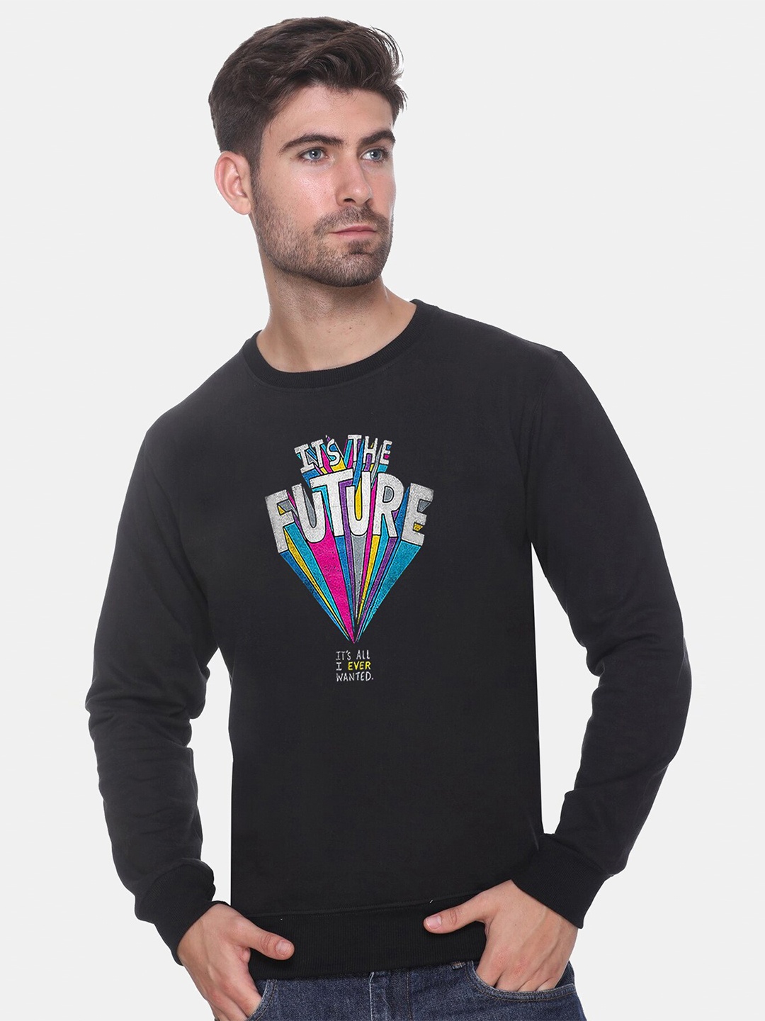 

Obaan Men Graphic Printed Sweatshirt, Black