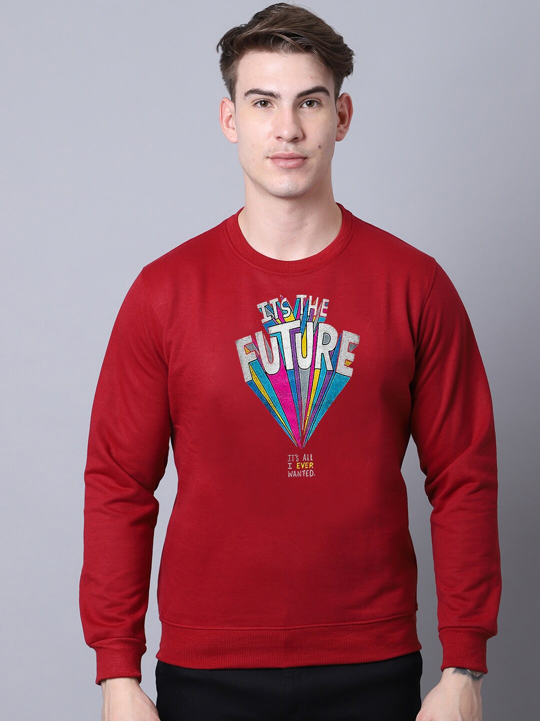 

Obaan Men Graphic Printed Sweatshirt, Red