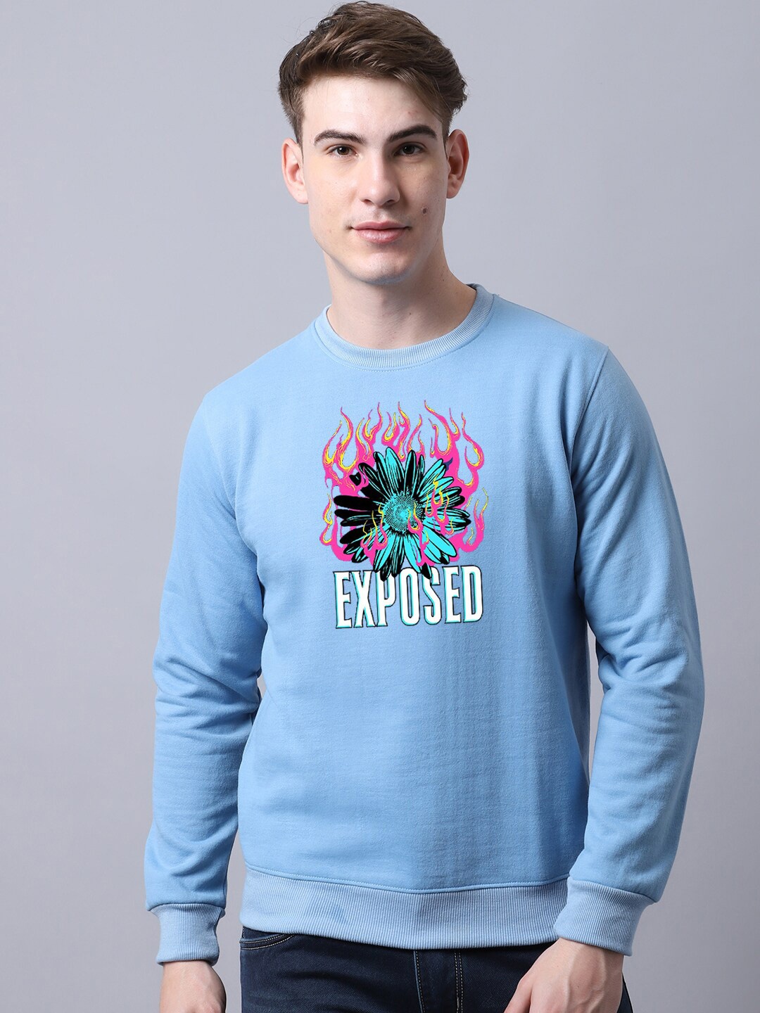 

Obaan Men Printed Sweatshirt, Blue