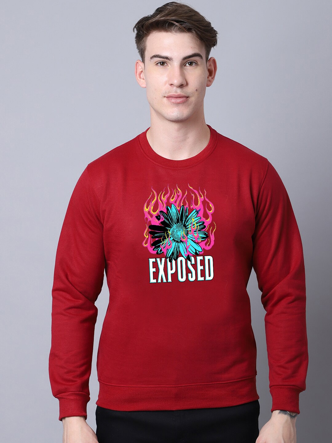 

Obaan Men Graphic Printed Sweatshirt, Maroon