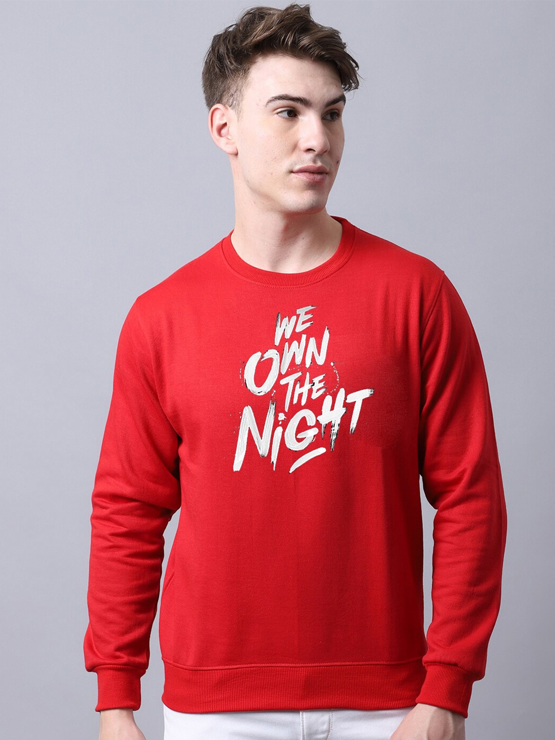 

Obaan Men Typography Printed Sweatshirt, Red