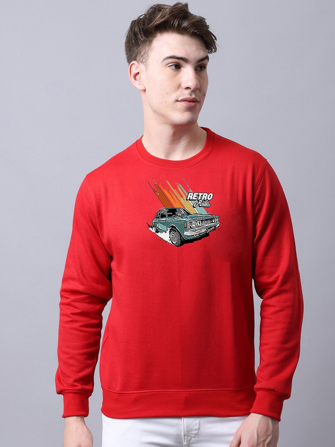 

Obaan Men Graphic Printed Sweatshirt, Red