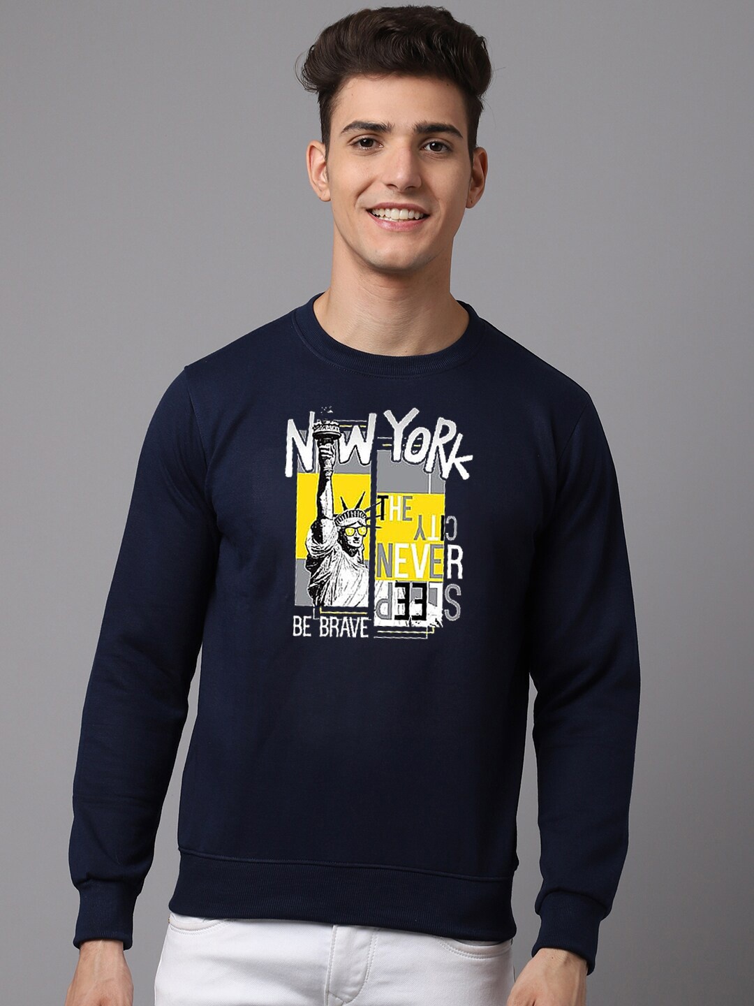 

Obaan Men Graphic Printed Sweatshirt, Navy blue
