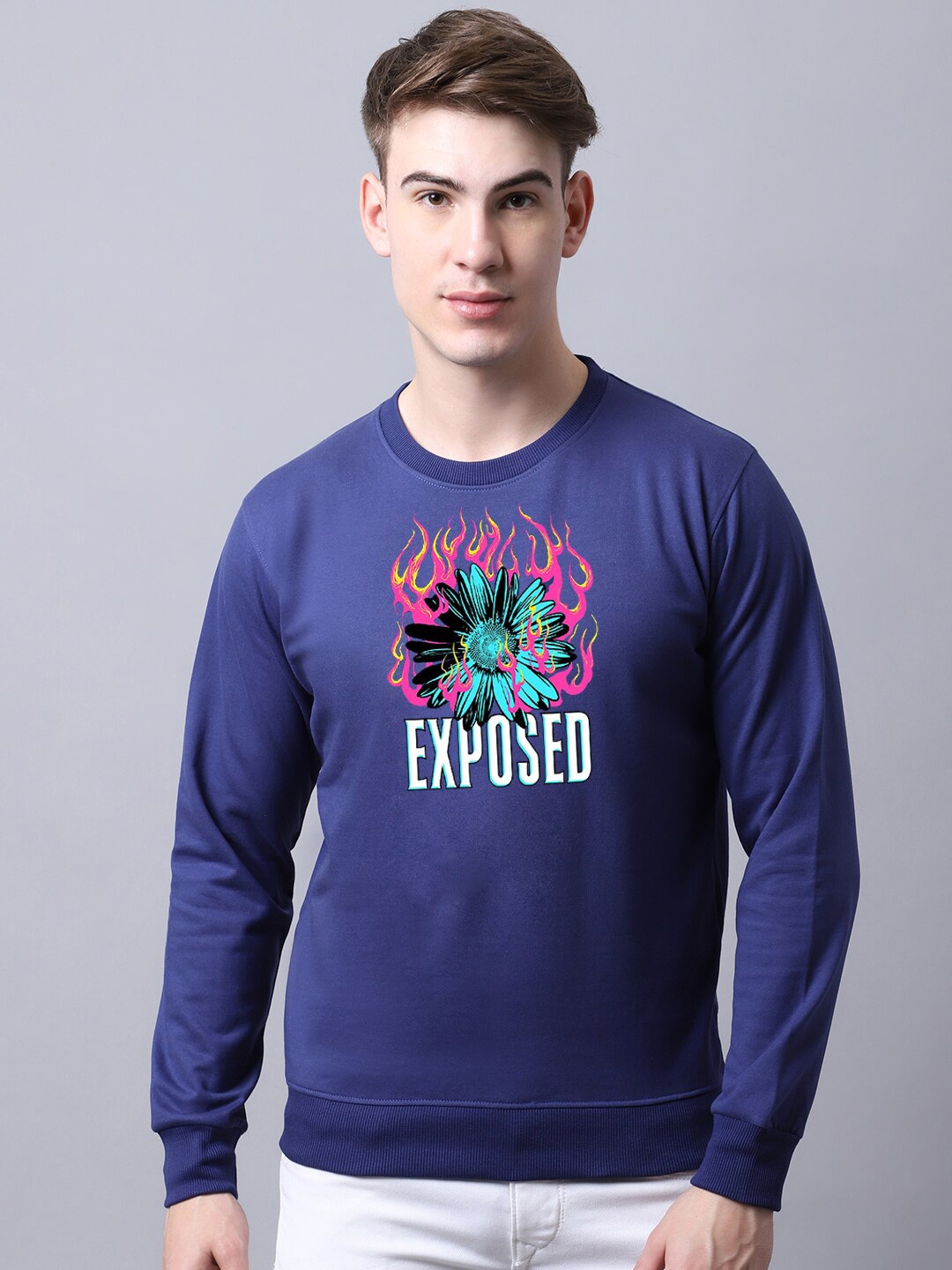 

Obaan Men Graphic Printed Sweatshirt, Blue