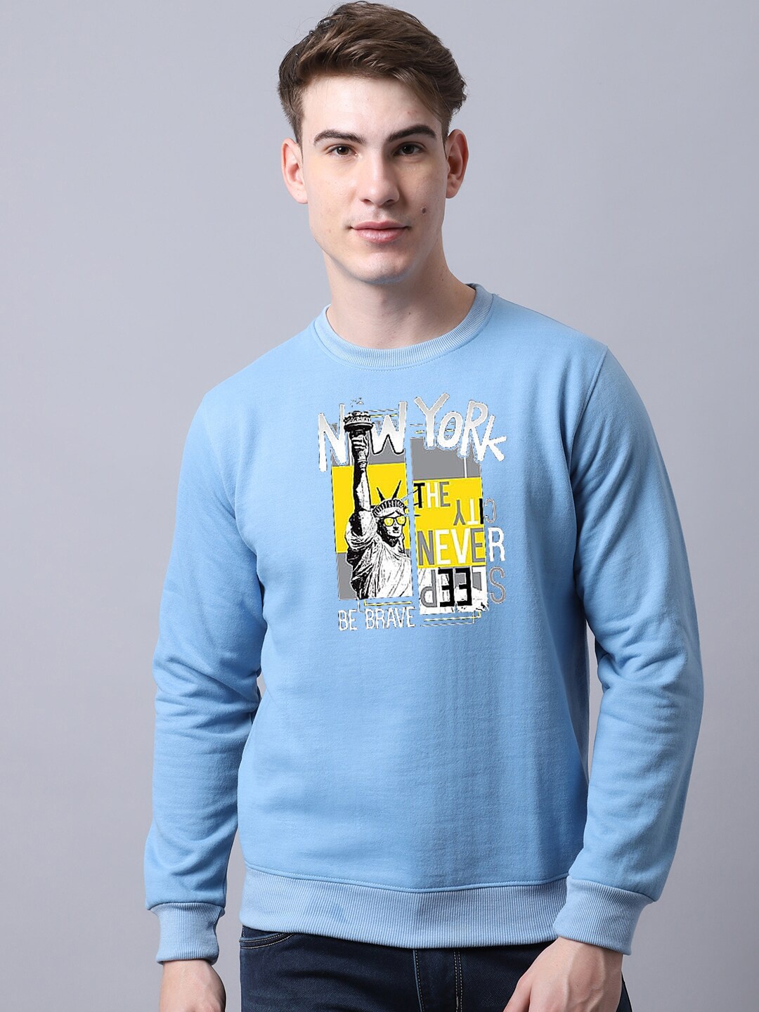 

Obaan Men Graphic Printed Sweatshirt, Blue