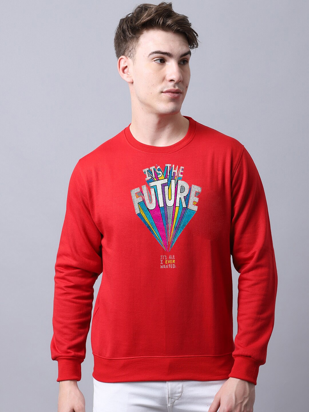 

Obaan Men Graphic Printed Sweatshirt, Red