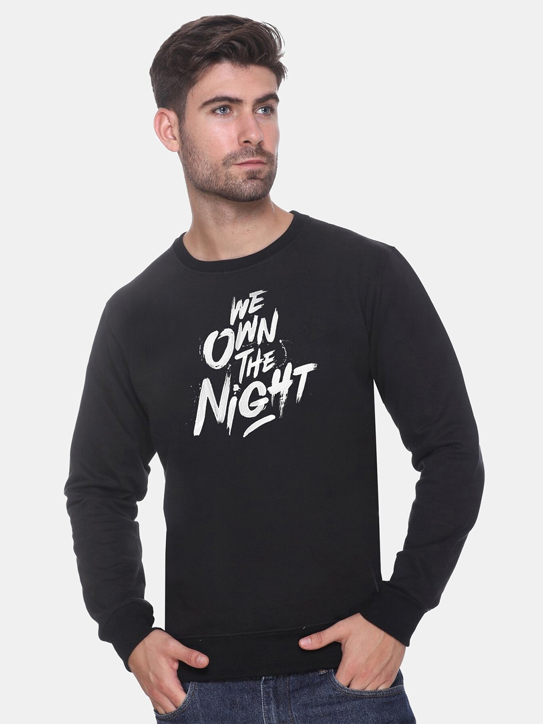 

Obaan Men Graphic Printed Sweatshirt, Black