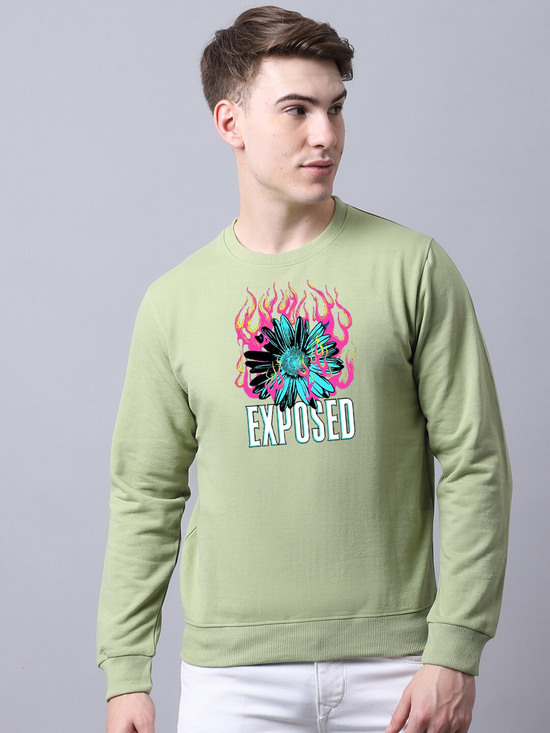 

Obaan Men Graphic Printed Sweatshirt, Green