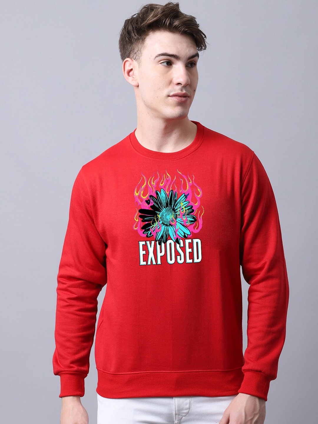 

Obaan Men Graphic Printed Sweatshirt, Red
