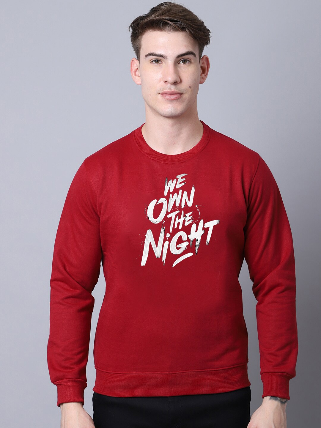 

Obaan Men Typography Printed Sweatshirt, Maroon