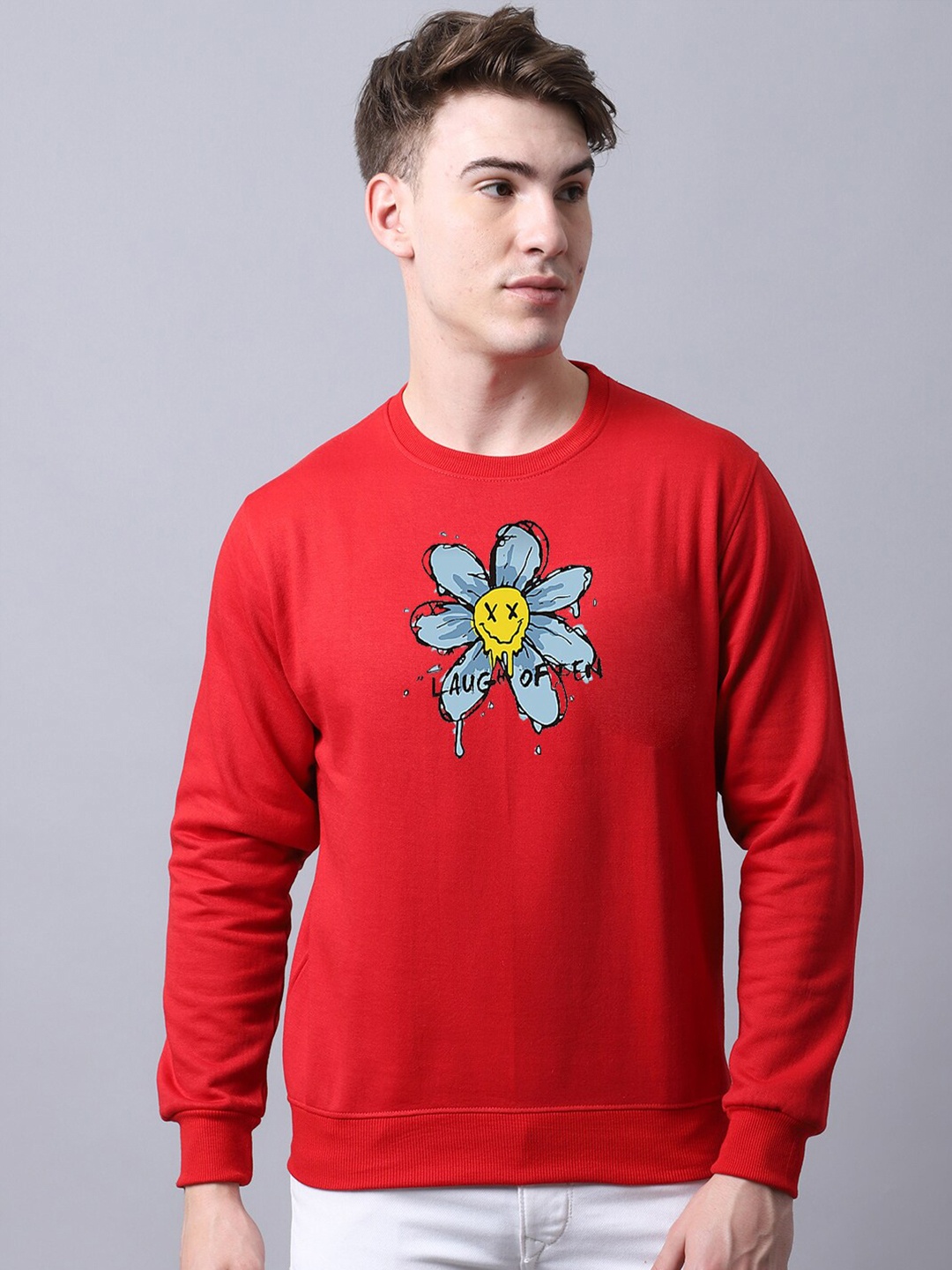

Obaan Men Graphic Printed Sweatshirt, Red