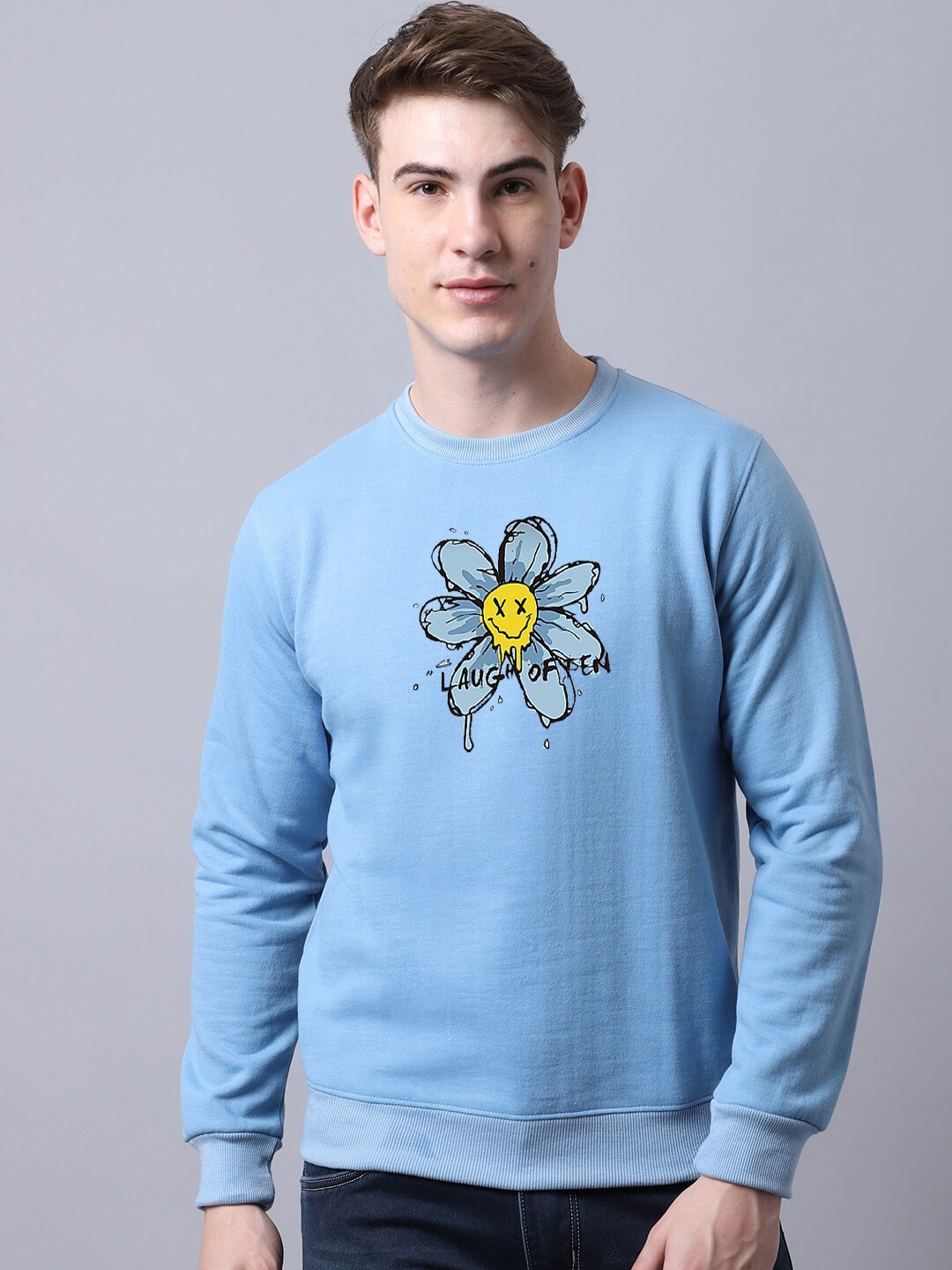 

Obaan Men Graphic Printed Sweatshirt, Blue