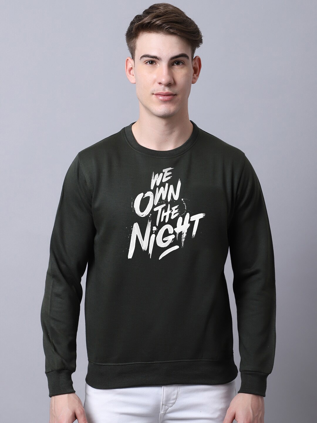 

Obaan Men Typography Printed Sweatshirt, Olive