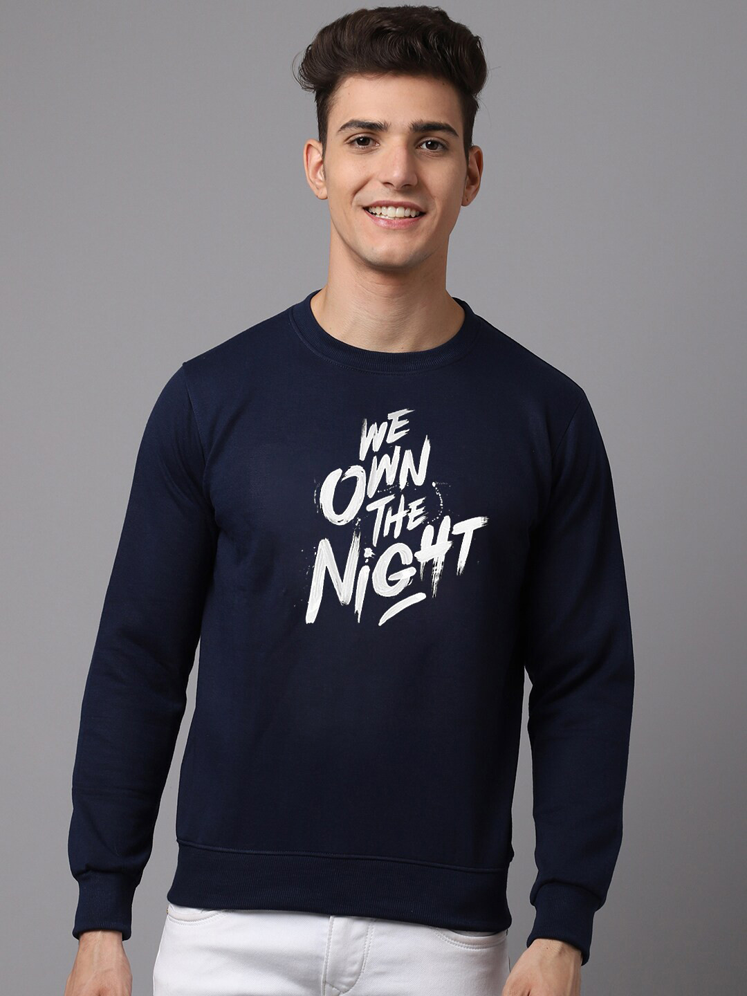 

Obaan Men Typography Printed Sweatshirt, Navy blue