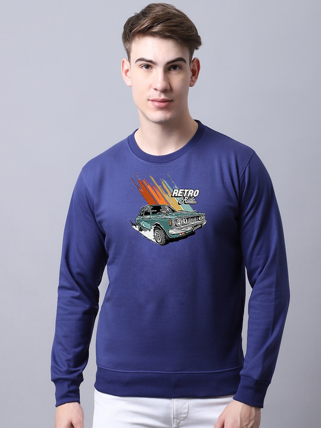 

Obaan Men Graphic Printed Sweatshirt, Blue