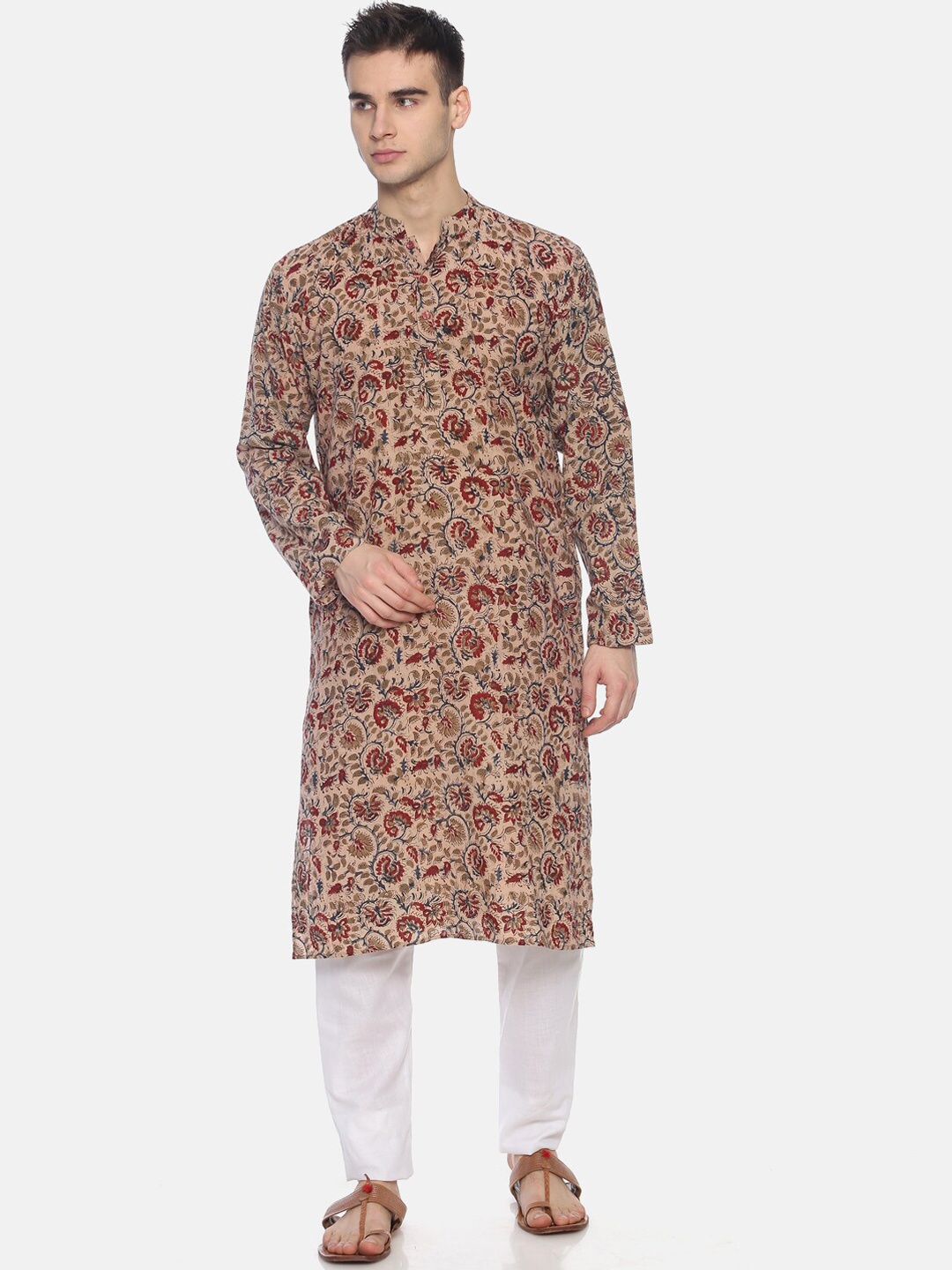 

PAROKSH Men Ethnic Motifs Printed Kurta, Beige