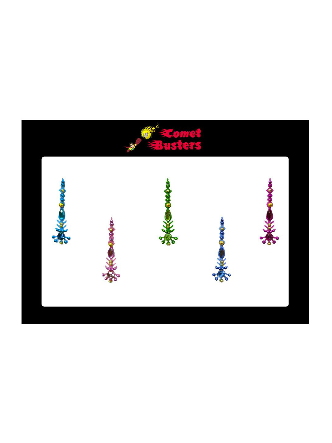

Comet Busters 5 Pcs Embellished Reusable Designer Bindis - Multicoloured, Multi