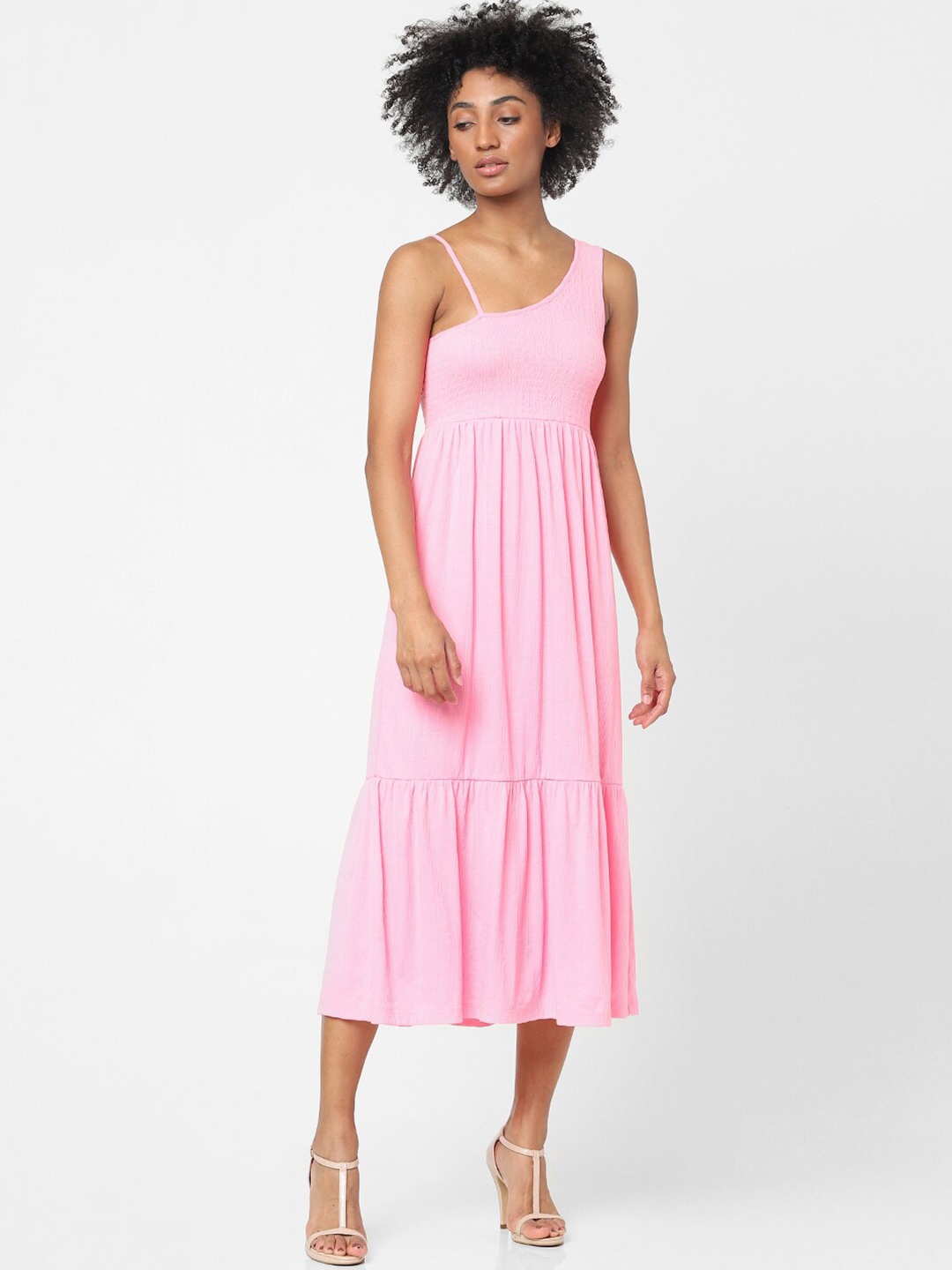 

ONLY Women One Shoulder Midi Dress, Pink