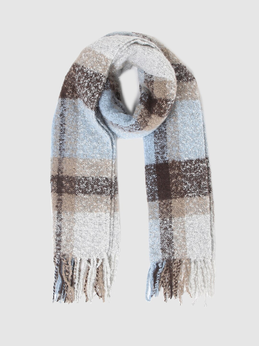 

Only Women Blue & Coffee Brown Checked Onlsenna Life Woven Scarf