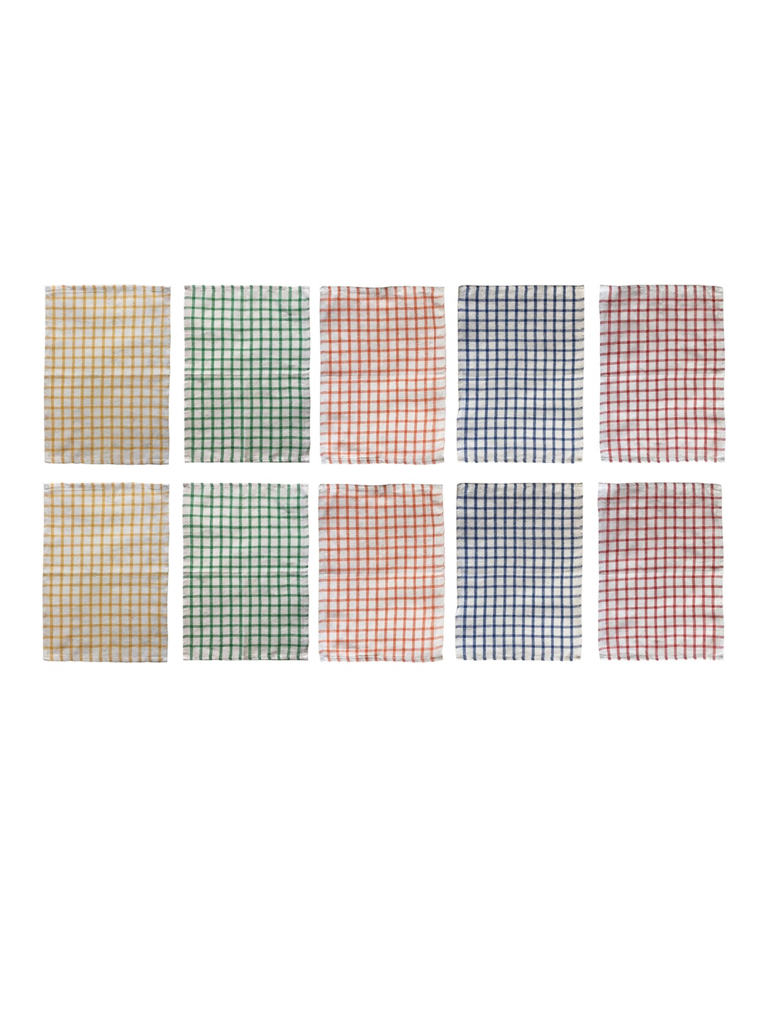 

Lushomes Set Of 10 Checked Cotton Kitchen Towels, Yellow
