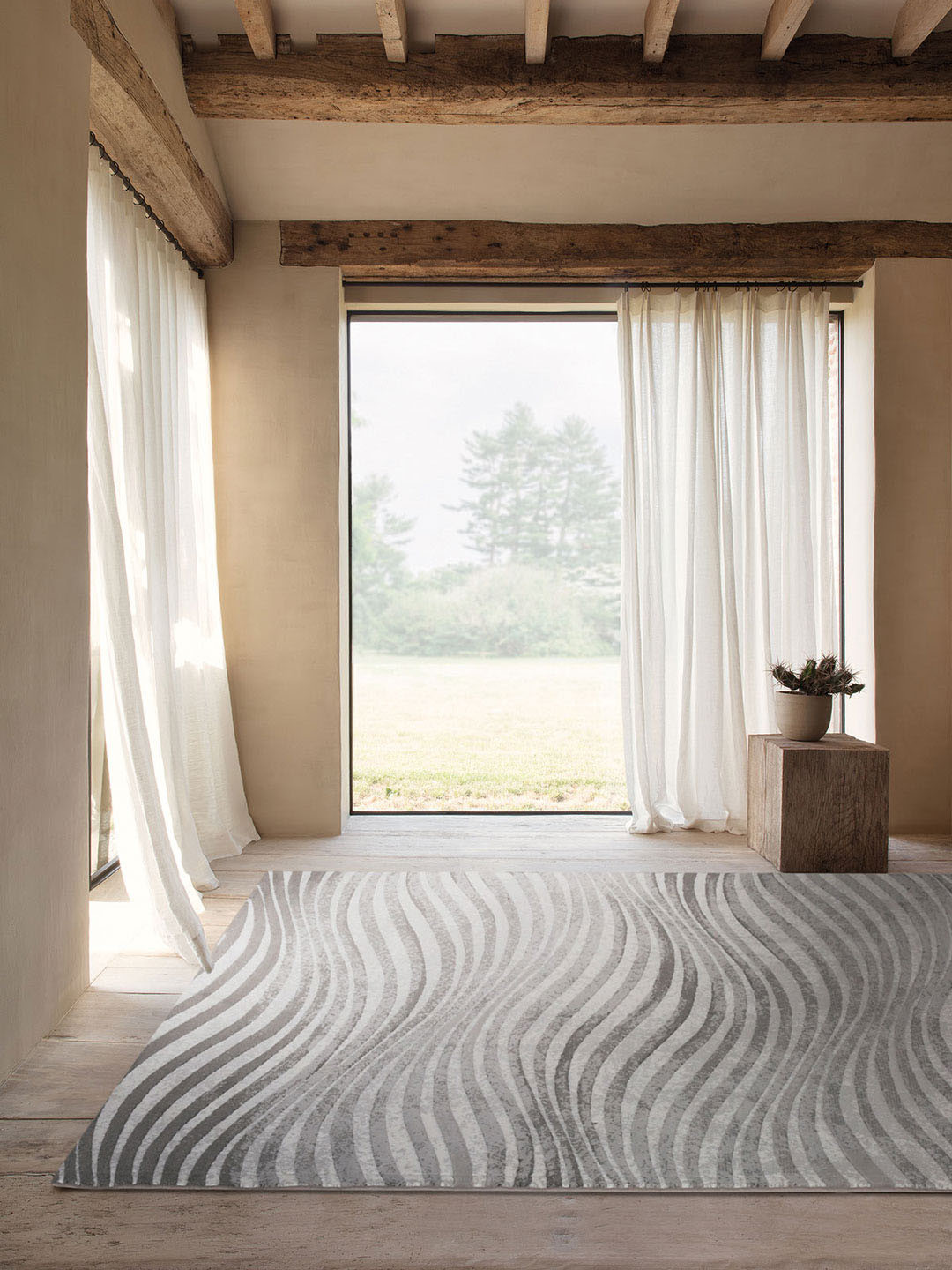 

DDecor Printed Striped Small Orion Rug, Grey