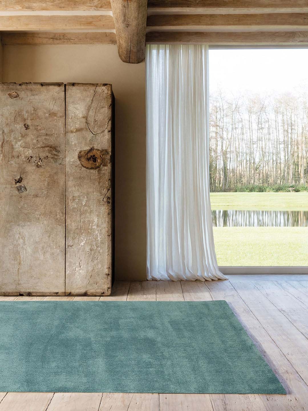 

DDecor Opal Turquoise-Blue Solid Rectangular Carpet