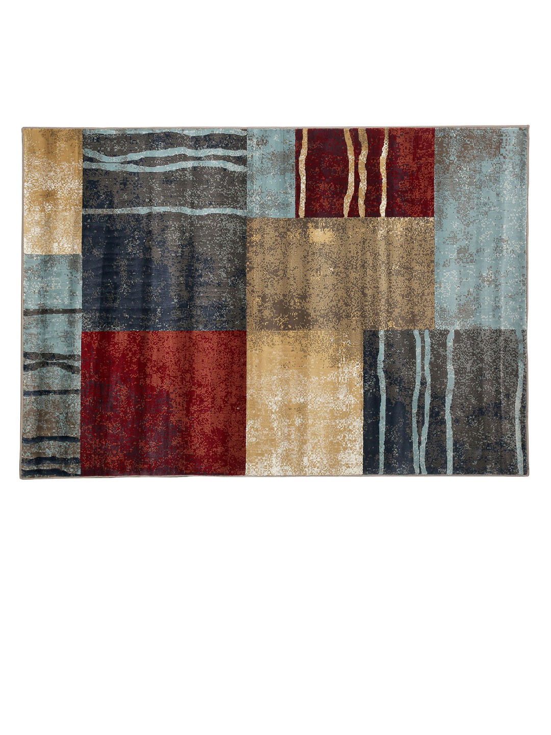 

DDecor Printed Striped Cubis Medium Rug, Maroon