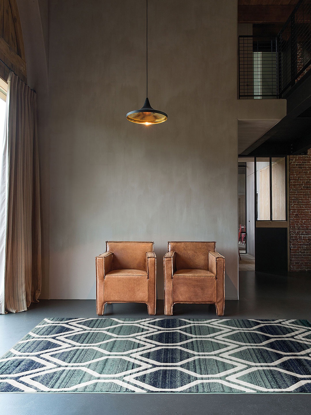 

DDecor Blue Geometric Small Cubis Rug