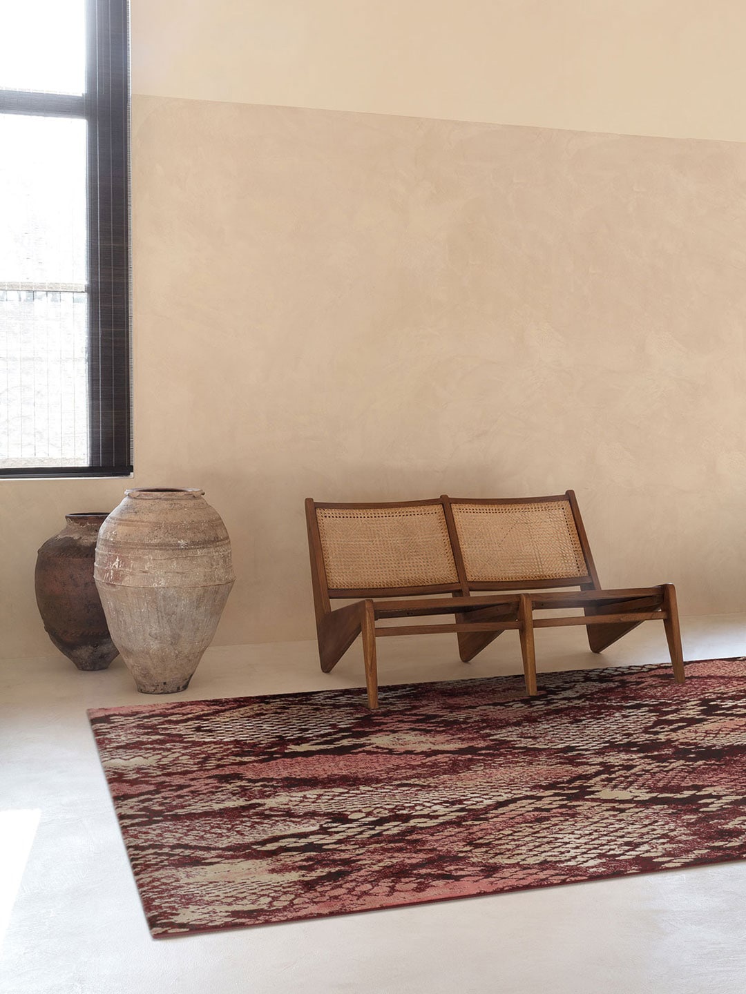 

DDecor Red Printed Textured Palma Large Rug