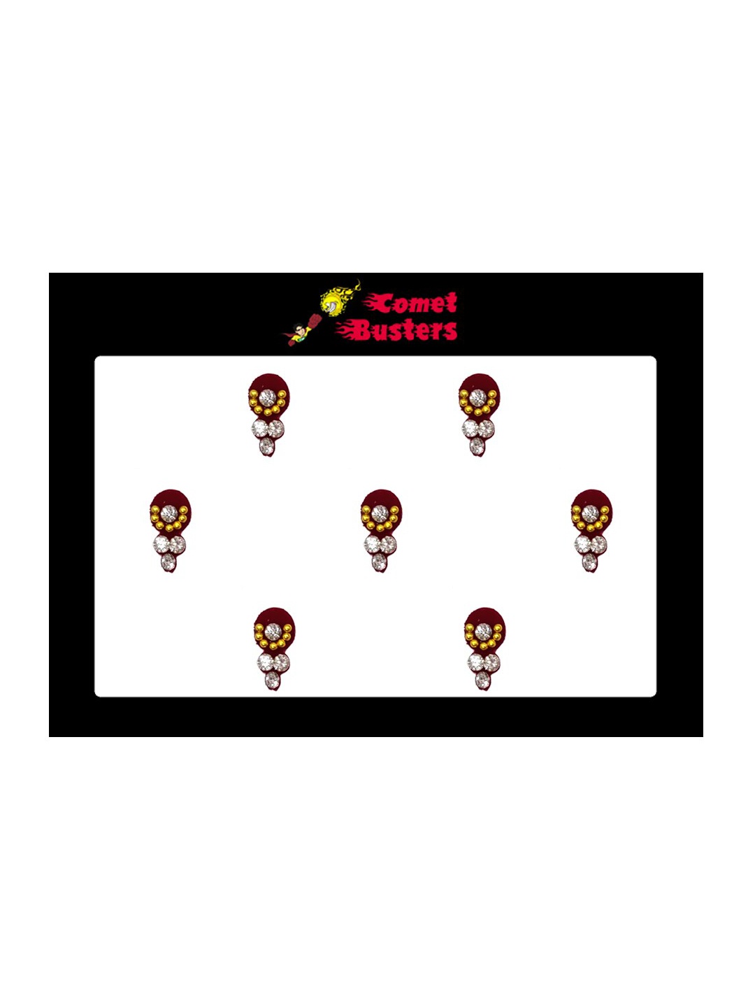 

Comet Busters 7 Pcs Embellished Reusable Designer Bindis - Maroon