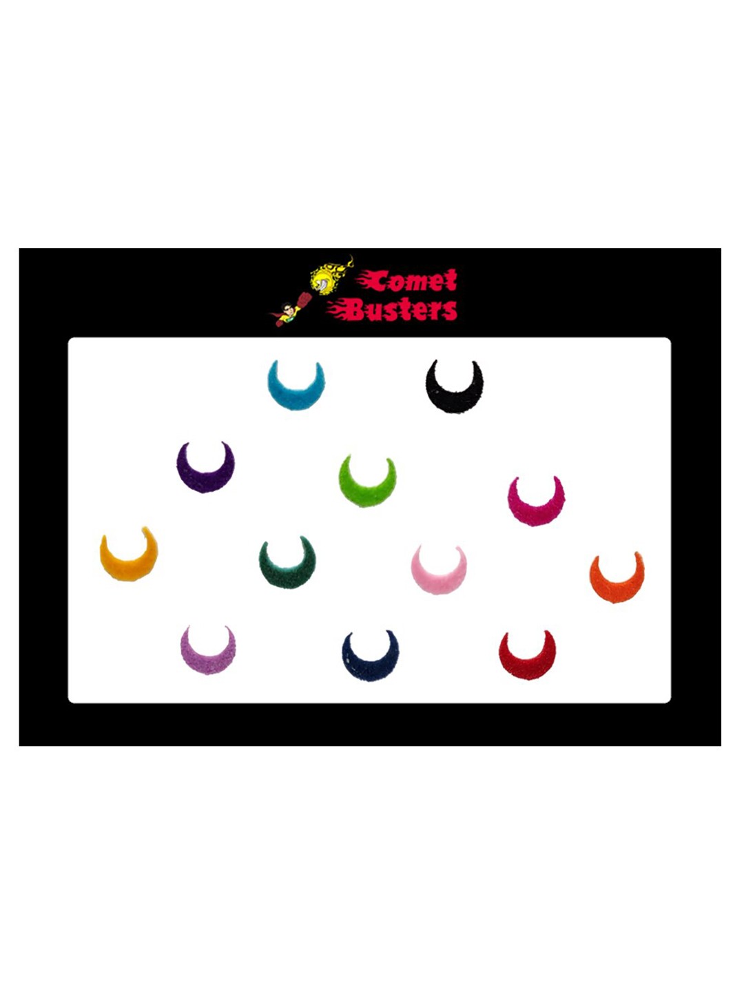

Comet Busters 12 Pcs Reusable Crescent-Shaped Designer Bindis - Multicoloured, Multi