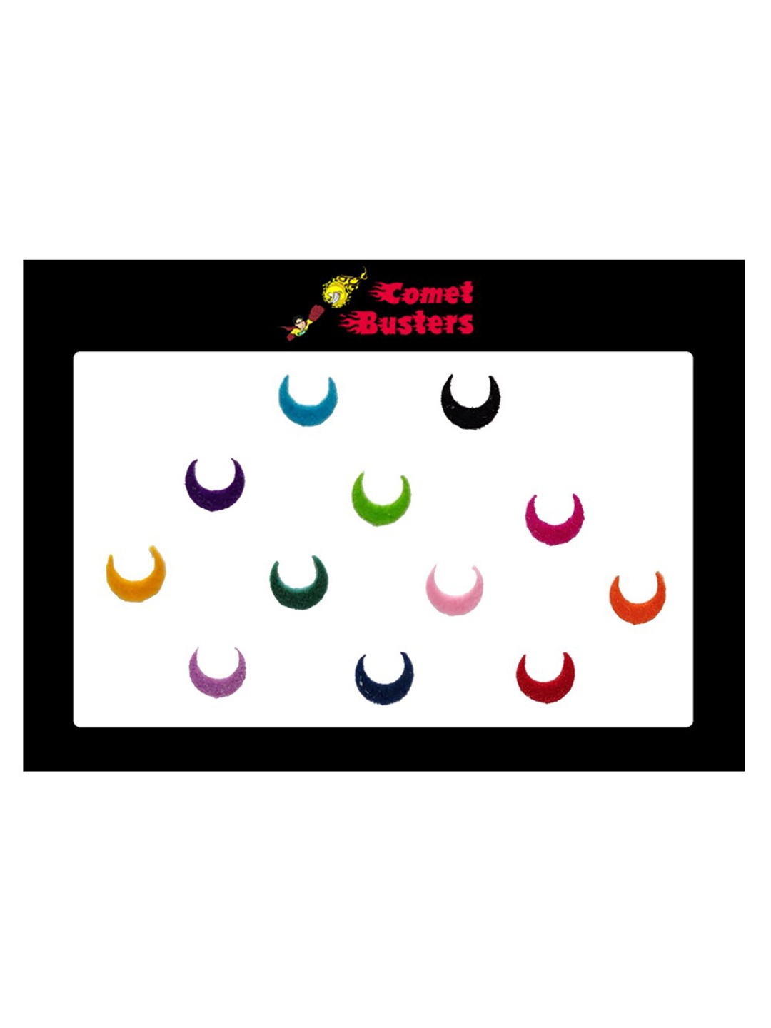 

Comet Busters 12 Pcs Reusable Crescent-Shaped Designer Bindis - Multicoloured, Multi