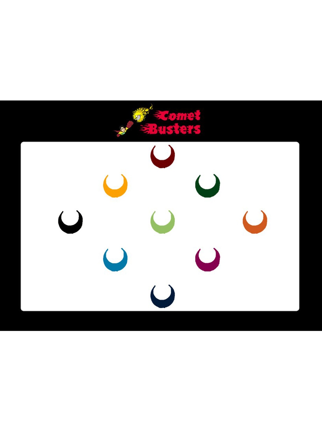 

Comet Busters 9 Pcs Reusable Crescent-Shaped Designer Bindis - Multicoloured, Multi