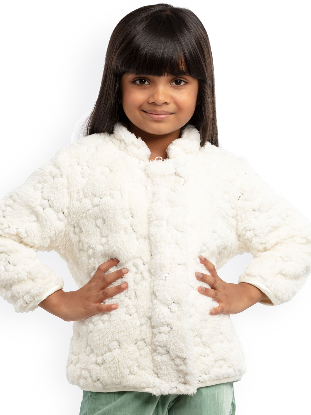 

UNDER FOURTEEN ONLY Girls Off White Sherpa Jacket