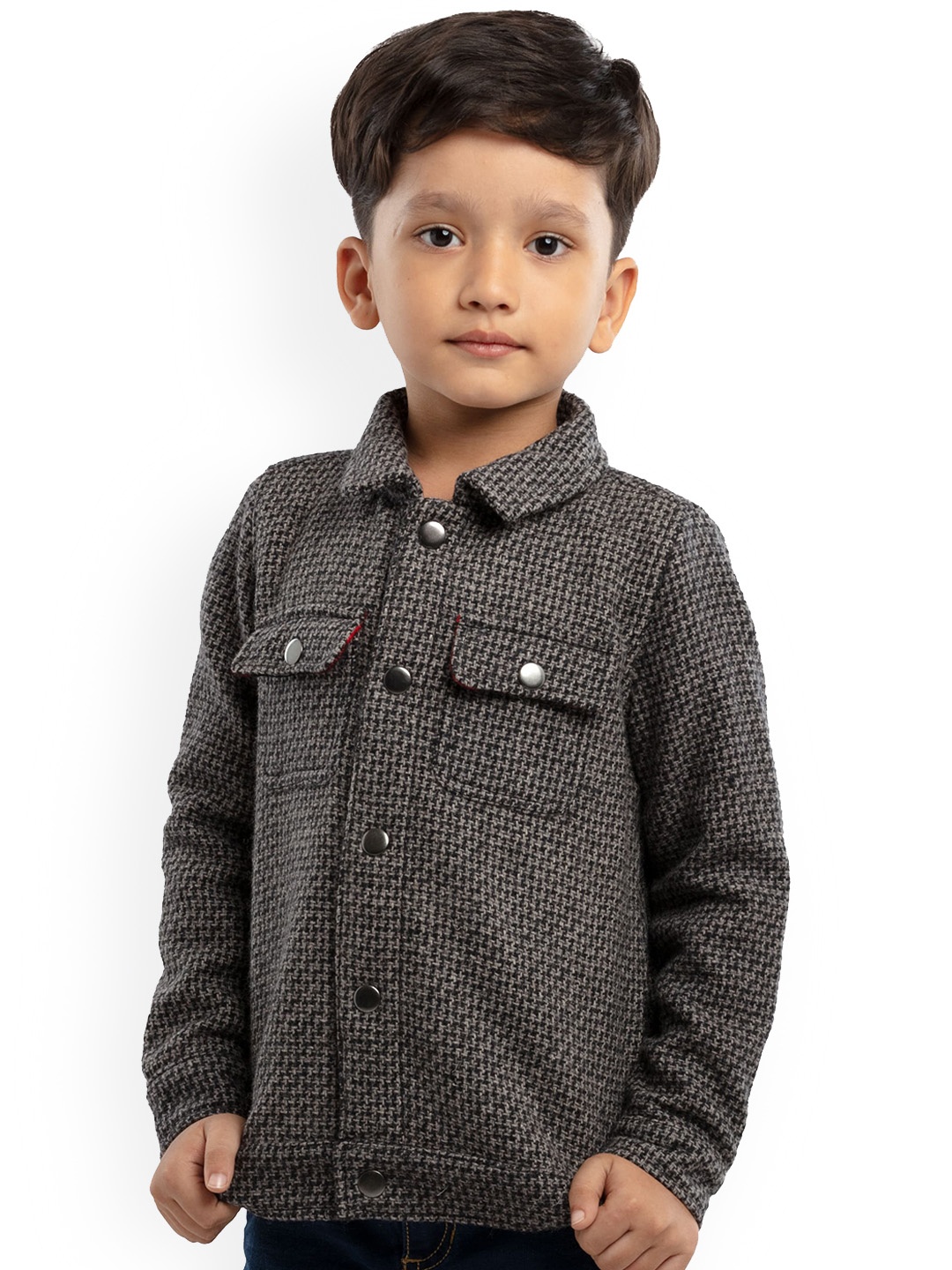 

UNDER FOURTEEN ONLY Boys Grey Houndstooth Tailored Jacket