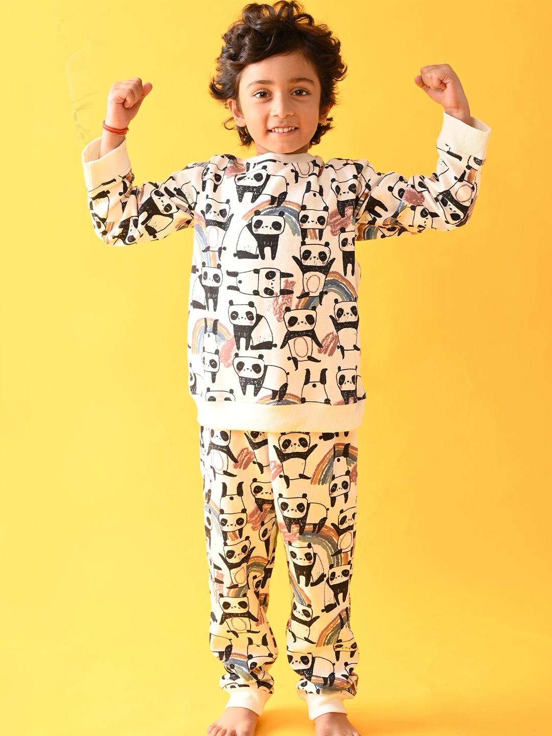 

Anthrilo Boys Panda Printed Fleece Sweatshirt & Joggers, White