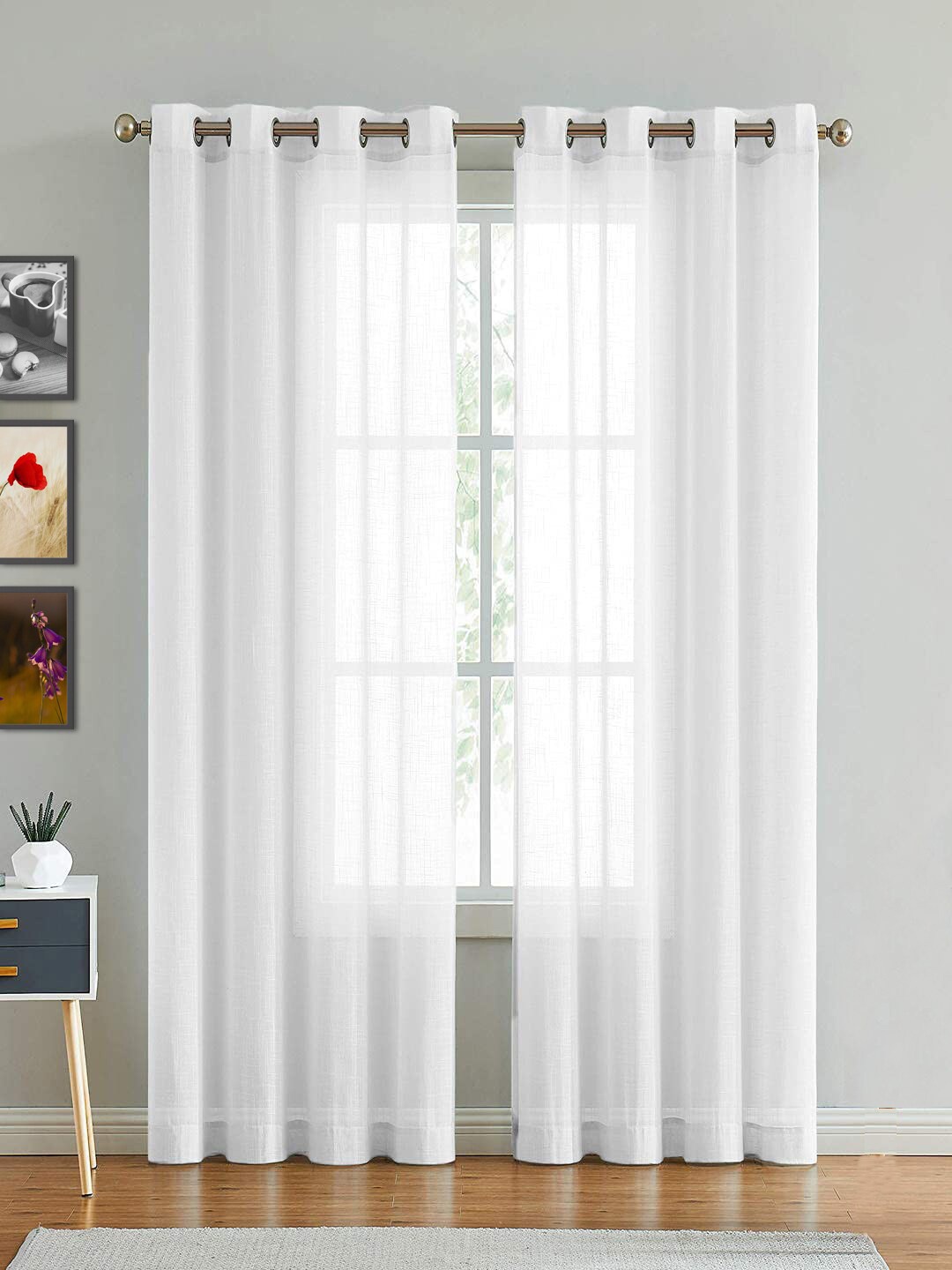 

HOMEMONDE White Solid Sheer Door Curtain