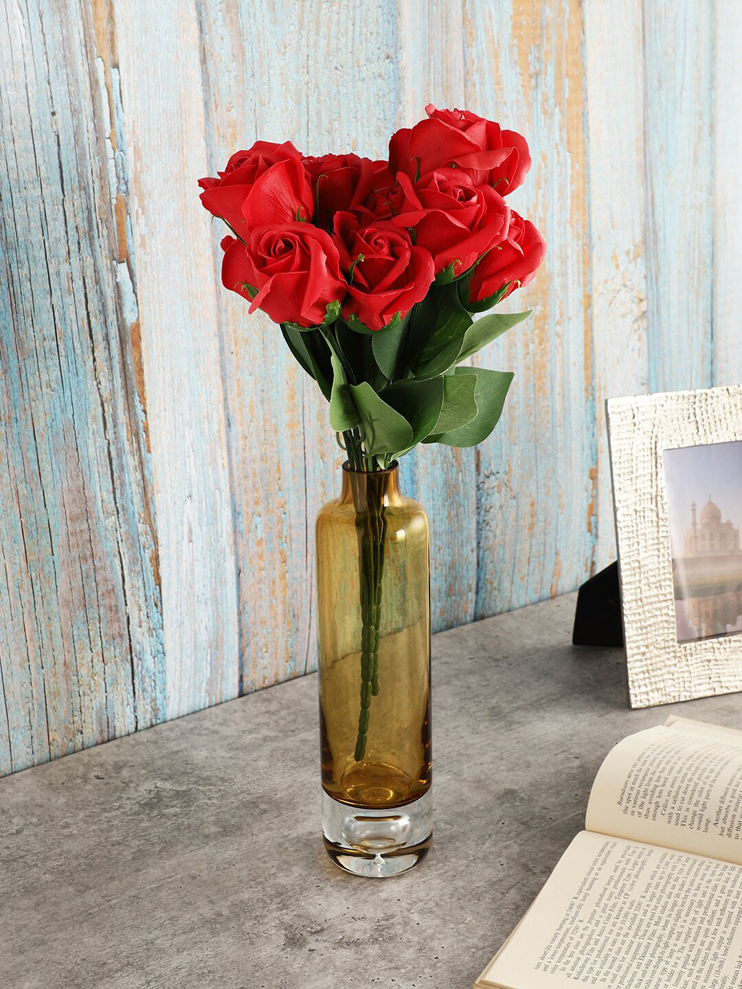 

FOLIYAJ Artificial Flower With Pot, Red