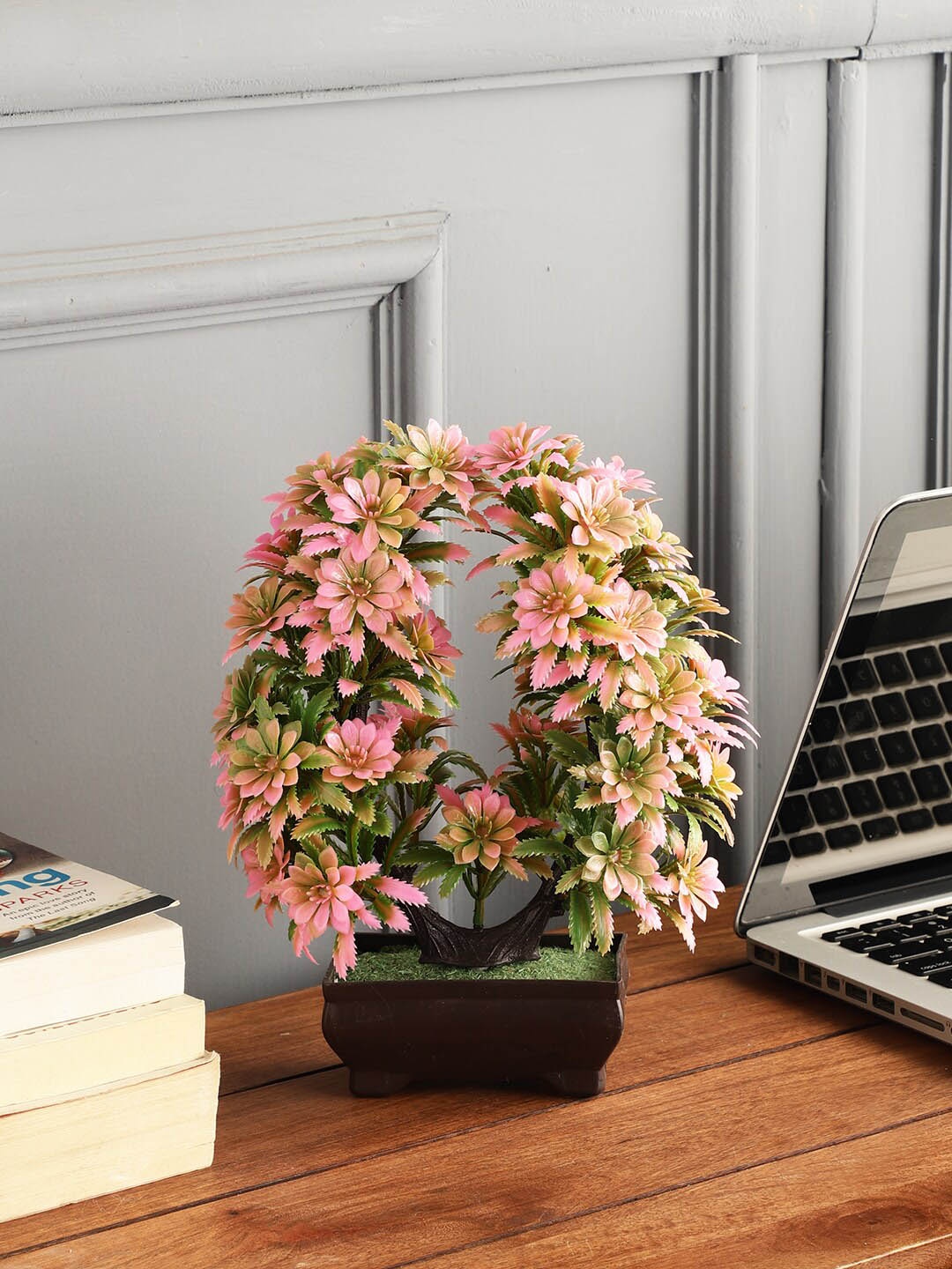 

FOLIYAJ Solid Artificial Gerber Flowers With Pots, Pink