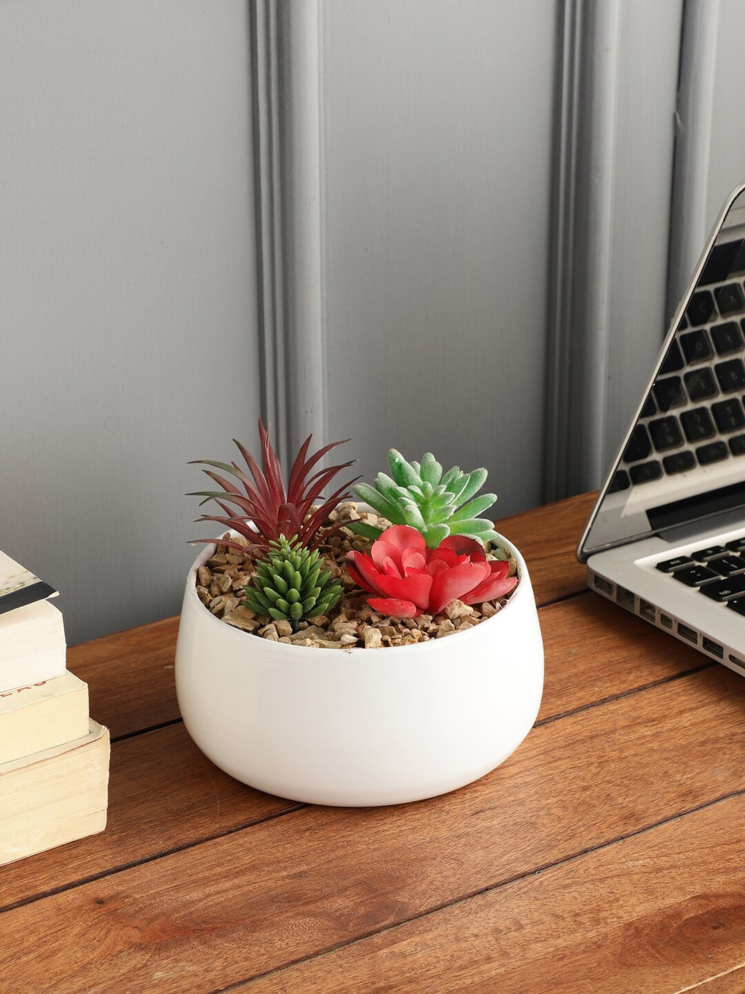 

FOLIYAJ Artificial Flowers and Plants With Pot, White