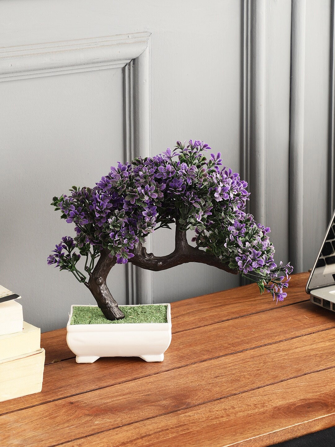 

FOLIYAJ Solid Artificial Flower With Pot, Purple