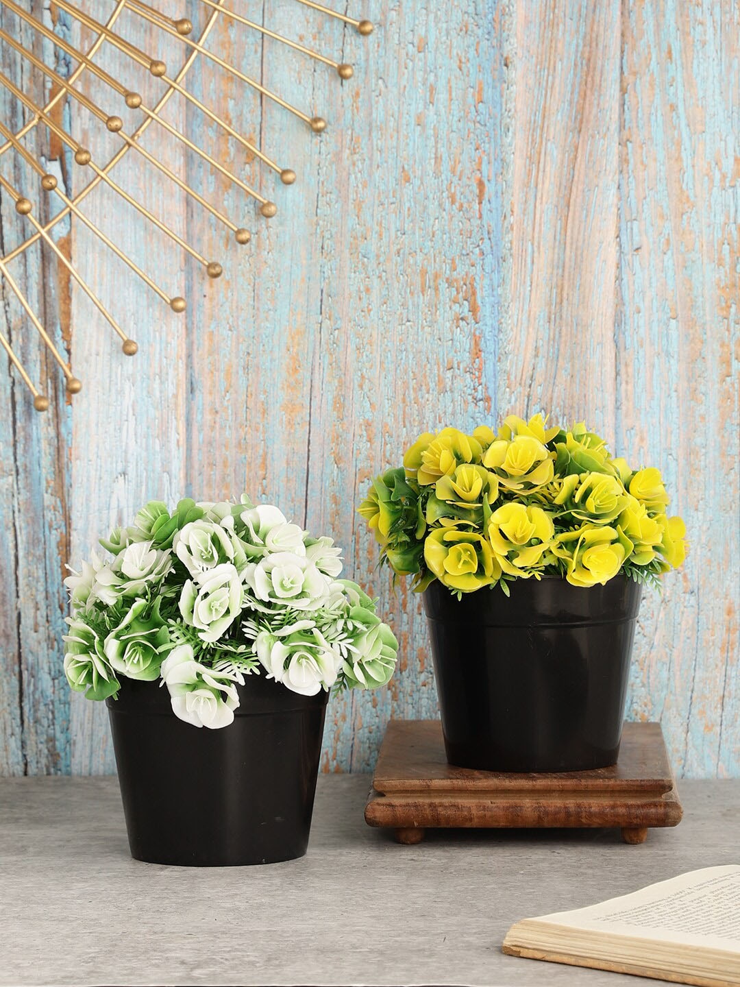 

FOLIYAJ Set Of 2 Artificial Flower With Pot, Green