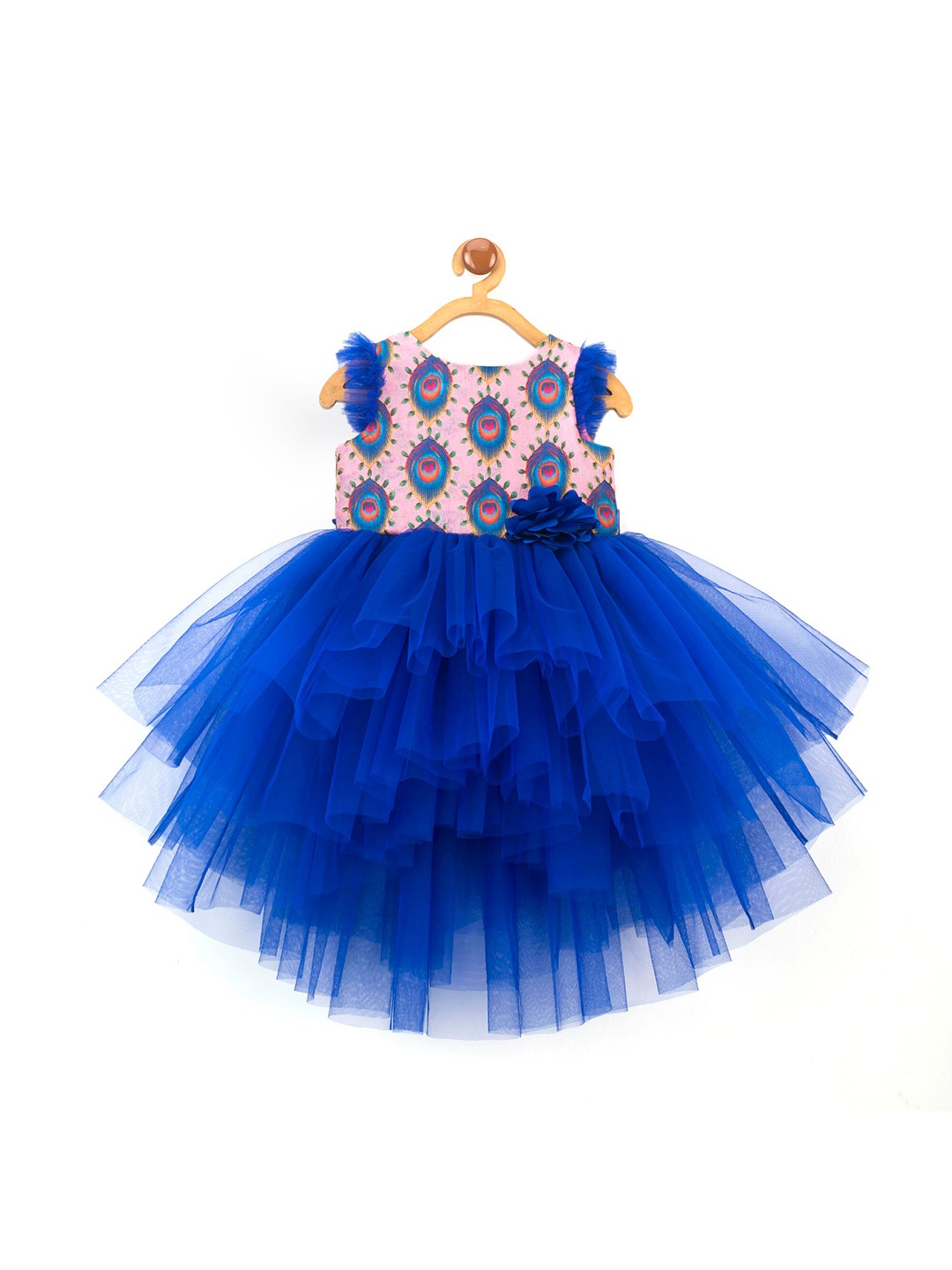 

Toy Balloon kids Girls Blue Printed Net Fit & Flare Dress